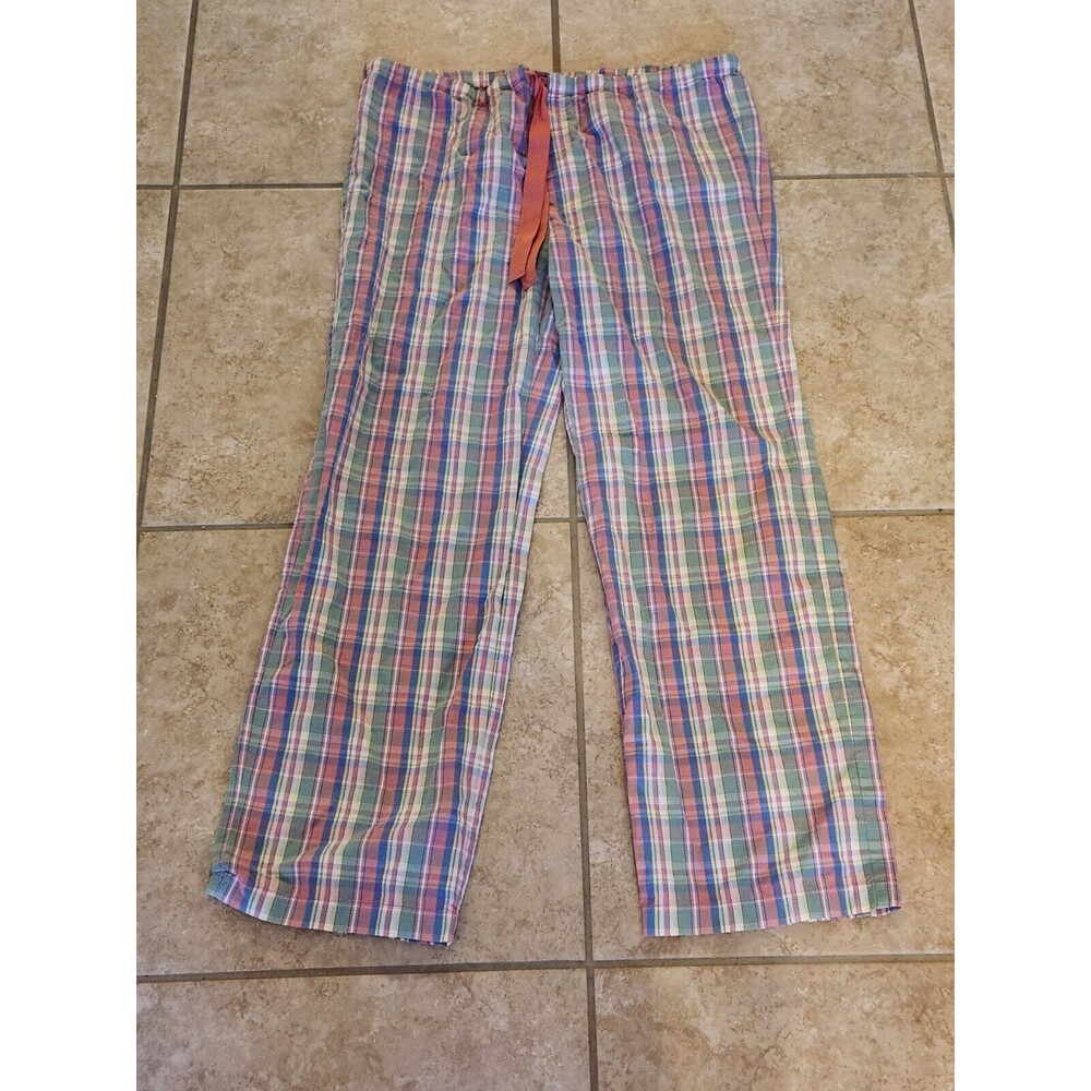 Vineyard Vines Breaker Women Size Large Slim Fit Cotton Pastel Plaid Pink Pants